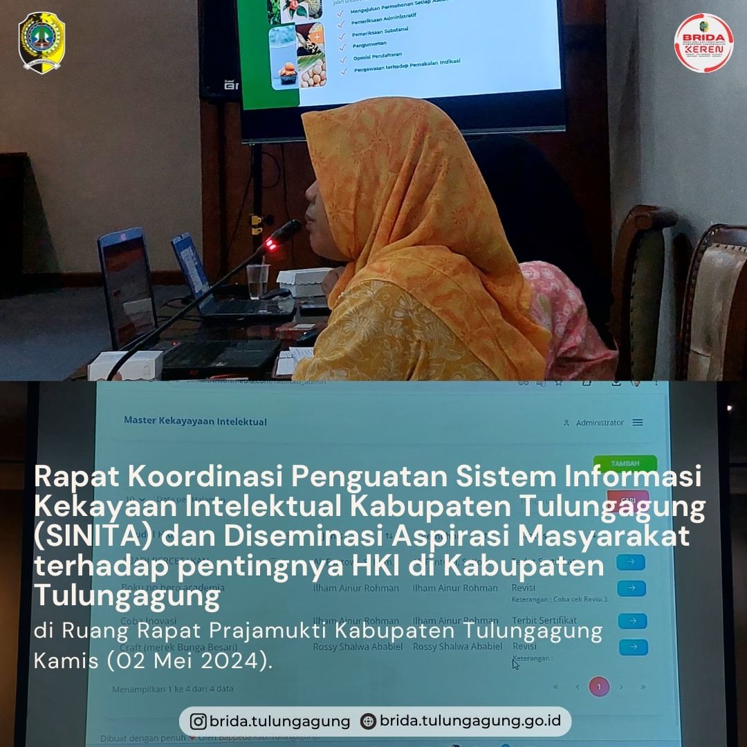 Rapat Koordinasi Penguatan Sistem Informasi Kekayaan Intelektual Kabupaten tulungagung