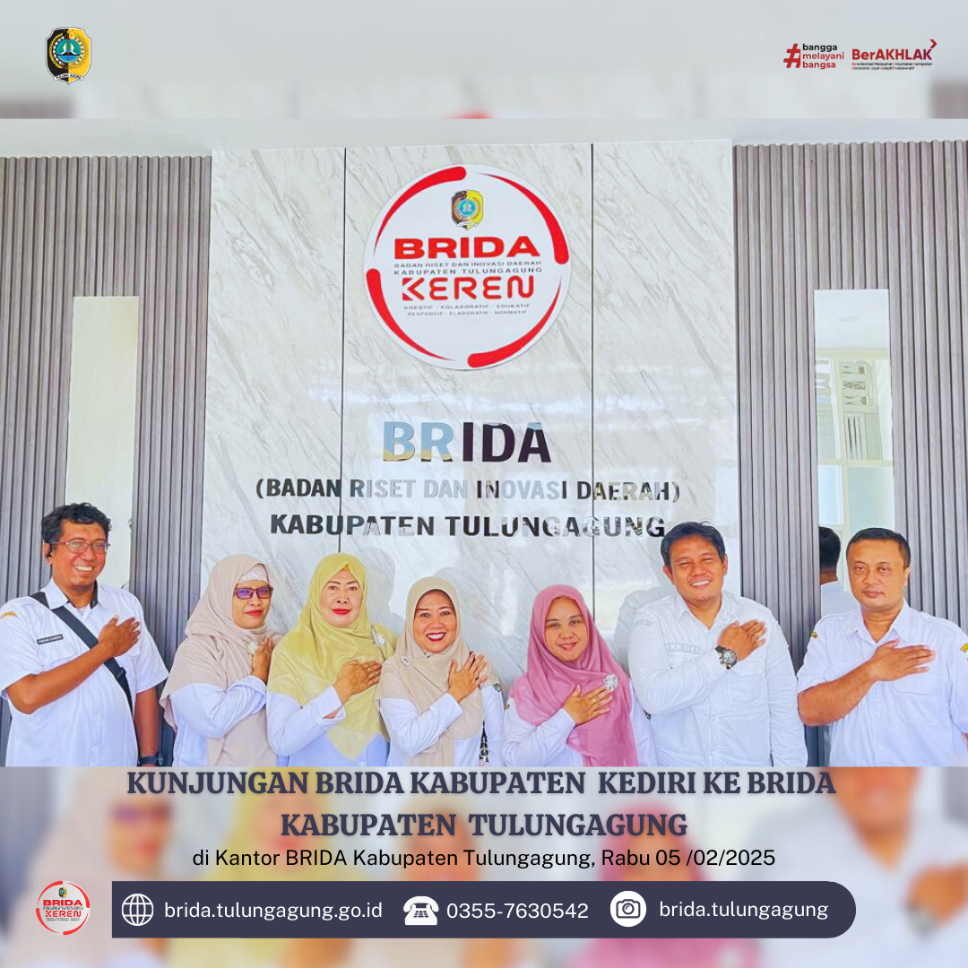 Kunjungan dari BRIDA Kabupaten Kediri dalam rangka koordinasi tentang Riset dan Inovasi di Kabupaten Tulungagung