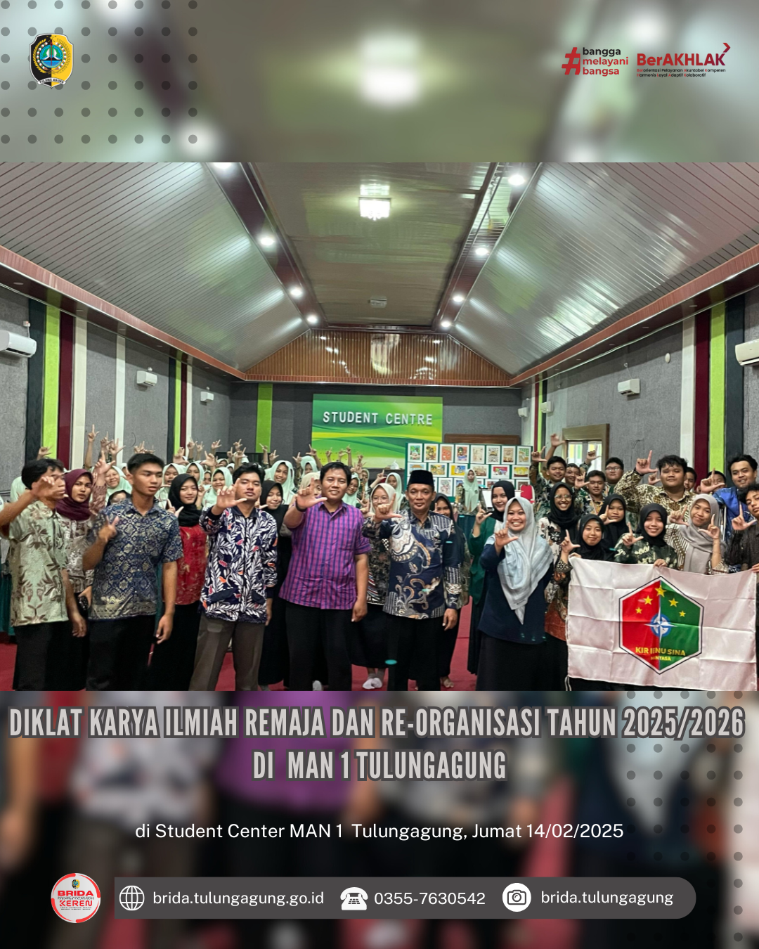 Diklat Karya Ilmiah Remaja dan Re-Organisasi Tahun 2025/2026 yang diselenggarakan di MAN 1 Tulungagung
