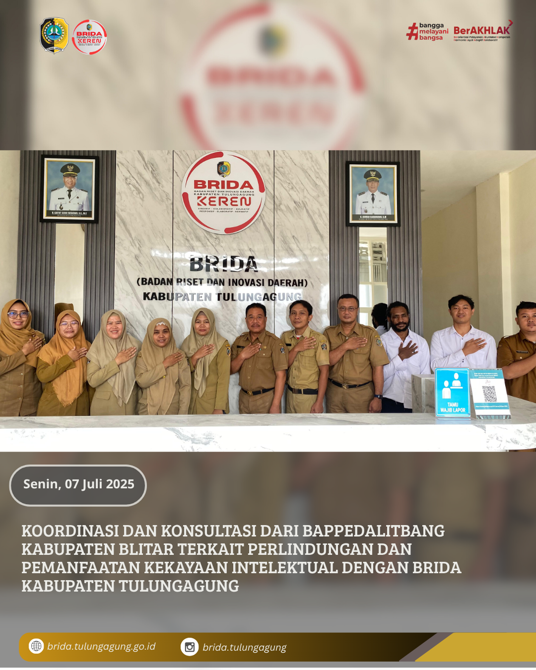 Koordinasi dan Konsiltasi Dari Bappedalitbang Kabupaten Blitar Terkait Pelindungan dan Pemanfaatan Kekayaan Intelektual dengan BRIDA Kabupaten Tulungagung